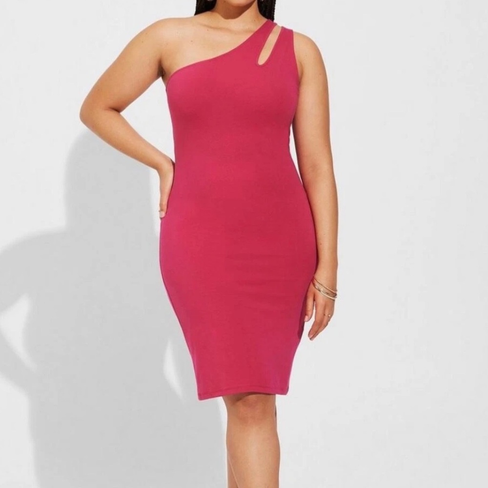 Torrid Fuchsia One-Shoulder Dress